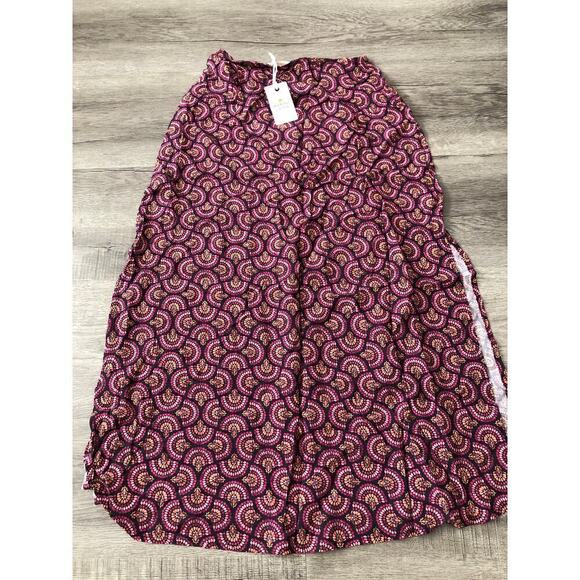 Marine Layer Ryan Skirt Rayon Blend Lightweight Slip Midi Fan Block Print NWT 2 - Picture 7 of 9